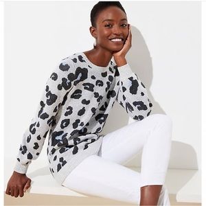 Loft puff sleeve leopard sweater